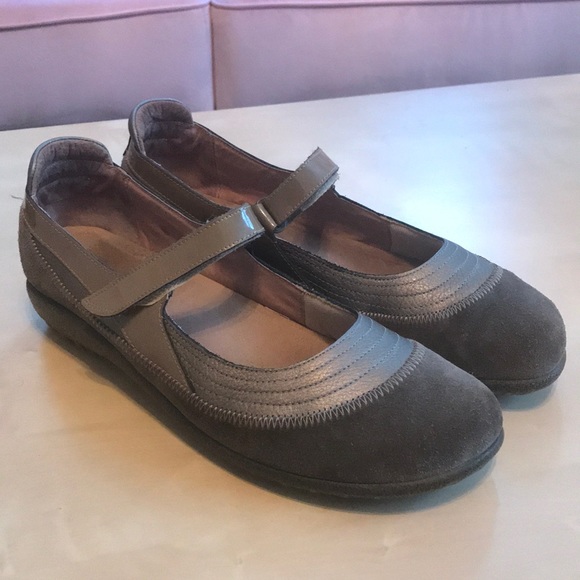 Naot Shoes - Naot kirei mushroom suede patent strap Mary Janes